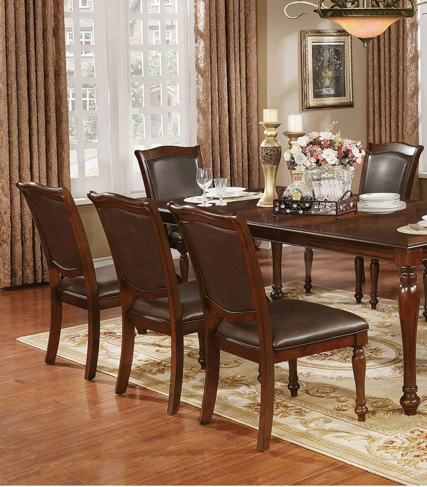 Luxurious Traditional Dining Chairs Brown Cherry Solid Wood Espressoseat Set Of 2Pc Side Chairs Turned Legs Kitchen Dining Room Cherry Brown Dining Room Traditional Dining Chairs Solid Back Solid Wood
