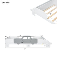 Car Shaped Twin Wood Bed With Bench,White Twin White Wood Bedroom American Design Pine Kids Pine