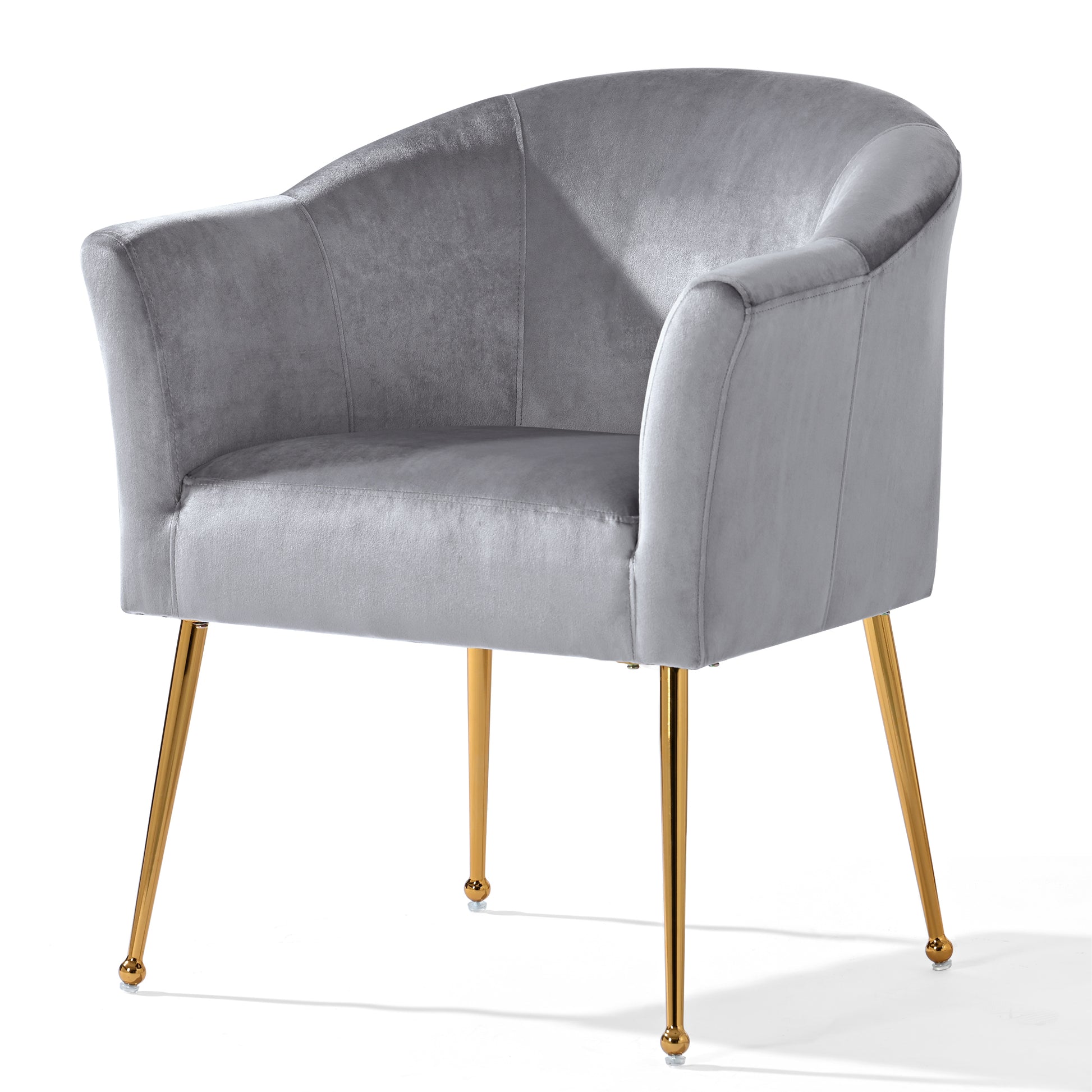 Velvet Accent Chair With Wood Frame, Modern Armchair Club Leisure Chair With Gold Metal Legs, Single Reading Chair For Living Room Bedroom Office Hotel Apartments Gray Polyester Polyester