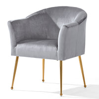 Velvet Accent Chair With Wood Frame, Modern Armchair Club Leisure Chair With Gold Metal Legs, Single Reading Chair For Living Room Bedroom Office Hotel Apartments Gray Polyester Polyester