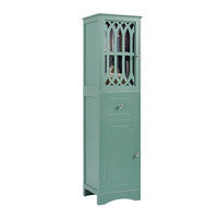 Tall Bathroom Cabinet, Freestanding Storage Cabinet With Drawer And Doors, Mdf Board, Acrylic Door, Adjustable Shelf, Green Green Mdf