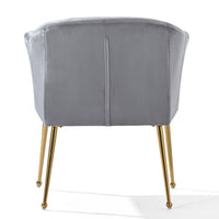 Velvet Accent Chair With Wood Frame, Modern Armchair Club Leisure Chair With Gold Metal Legs, Single Reading Chair For Living Room Bedroom Office Hotel Apartments Gray Polyester Polyester