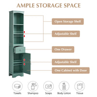 Tall Bathroom Cabinet, Freestanding Storage Cabinet With Drawer, Mdf Board, Adjustable Shelf, Green Green Mdf