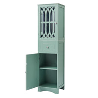 Tall Bathroom Cabinet, Freestanding Storage Cabinet With Drawer And Doors, Mdf Board, Acrylic Door, Adjustable Shelf, Green Green Mdf