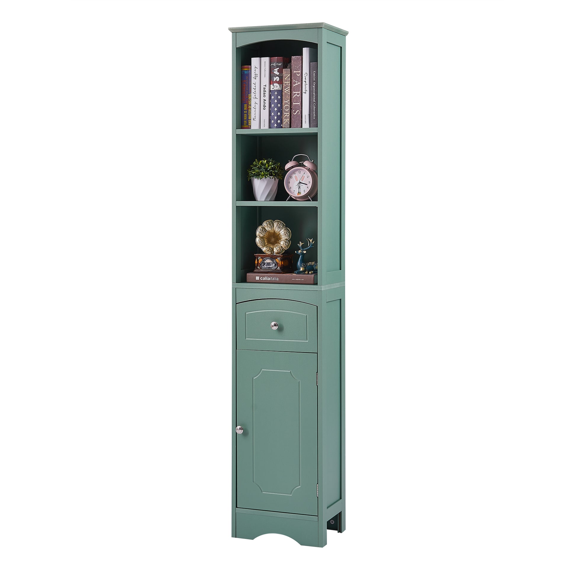 Tall Bathroom Cabinet, Freestanding Storage Cabinet With Drawer, Mdf Board, Adjustable Shelf, Green Green Mdf