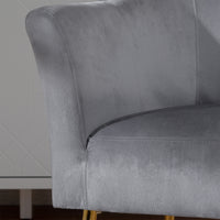 Velvet Accent Chair With Wood Frame, Modern Armchair Club Leisure Chair With Gold Metal Legs, Single Reading Chair For Living Room Bedroom Office Hotel Apartments Gray Polyester Polyester