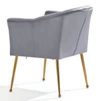 Velvet Accent Chair With Wood Frame, Modern Armchair Club Leisure Chair With Gold Metal Legs, Single Reading Chair For Living Room Bedroom Office Hotel Apartments Gray Polyester Polyester