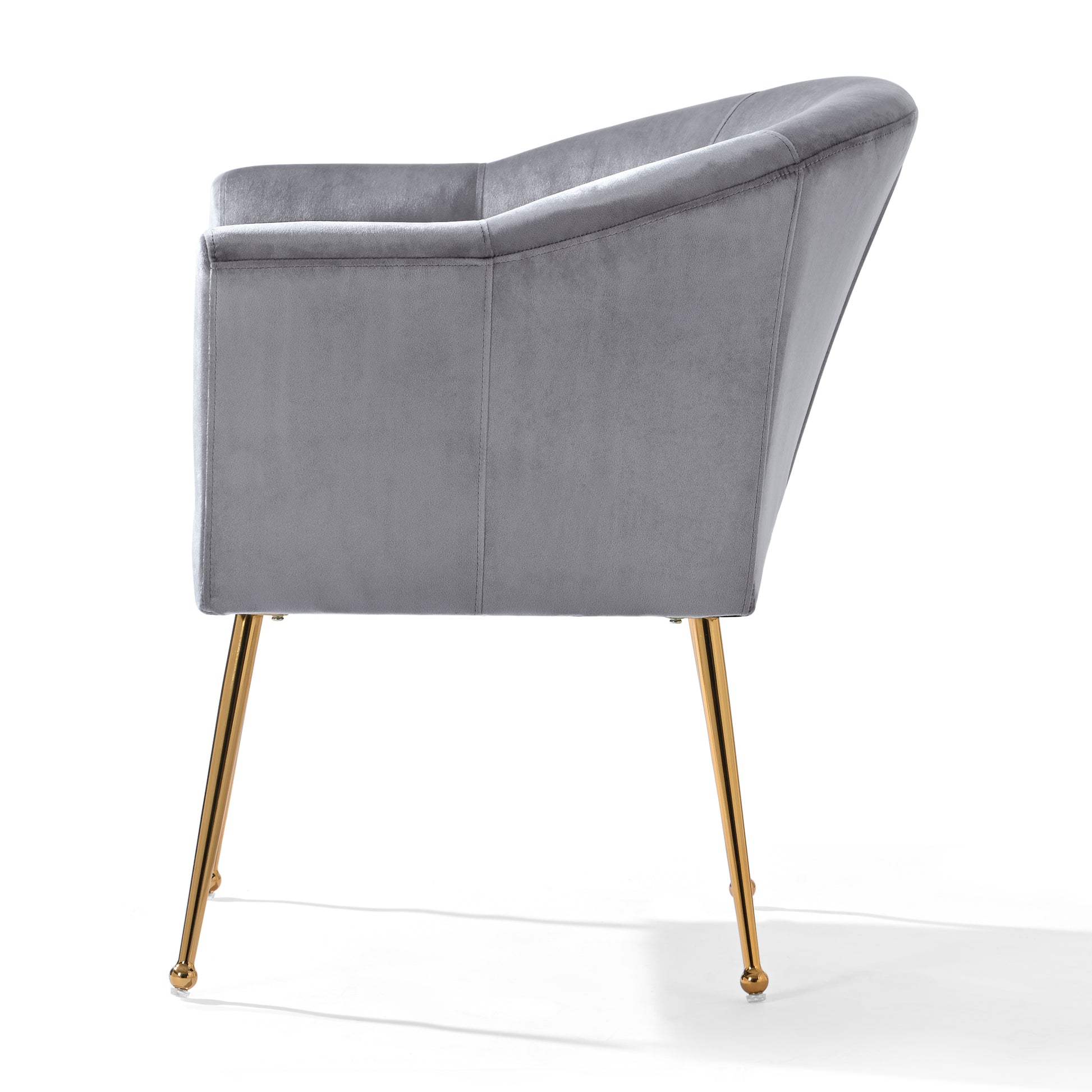 Velvet Accent Chair With Wood Frame, Modern Armchair Club Leisure Chair With Gold Metal Legs, Single Reading Chair For Living Room Bedroom Office Hotel Apartments Gray Polyester Polyester