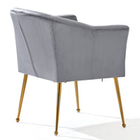 Velvet Accent Chair With Wood Frame, Modern Armchair Club Leisure Chair With Gold Metal Legs, Single Reading Chair For Living Room Bedroom Office Hotel Apartments Gray Polyester Polyester