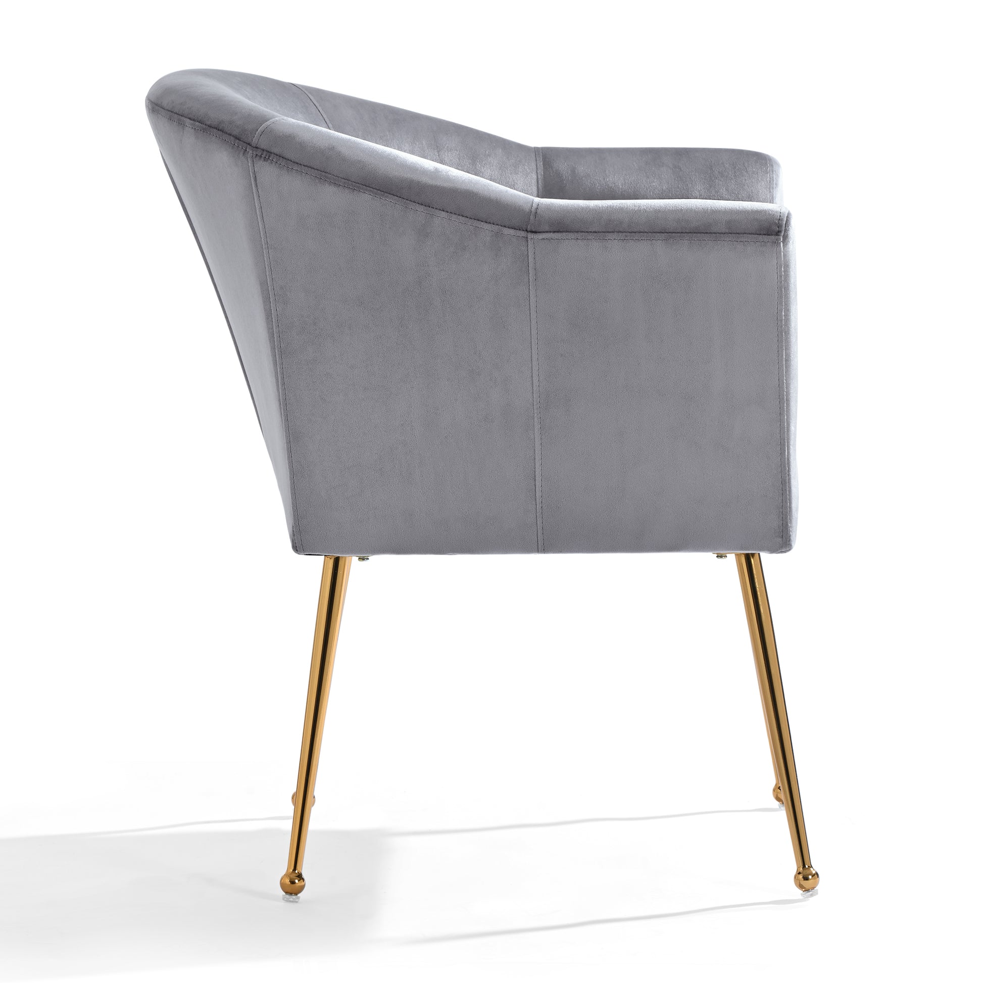 Velvet Accent Chair With Wood Frame, Modern Armchair Club Leisure Chair With Gold Metal Legs, Single Reading Chair For Living Room Bedroom Office Hotel Apartments Gray Polyester Polyester