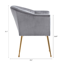 Velvet Accent Chair With Wood Frame, Modern Armchair Club Leisure Chair With Gold Metal Legs, Single Reading Chair For Living Room Bedroom Office Hotel Apartments Gray Polyester Polyester