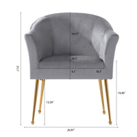 Velvet Accent Chair With Wood Frame, Modern Armchair Club Leisure Chair With Gold Metal Legs, Single Reading Chair For Living Room Bedroom Office Hotel Apartments Gray Polyester Polyester