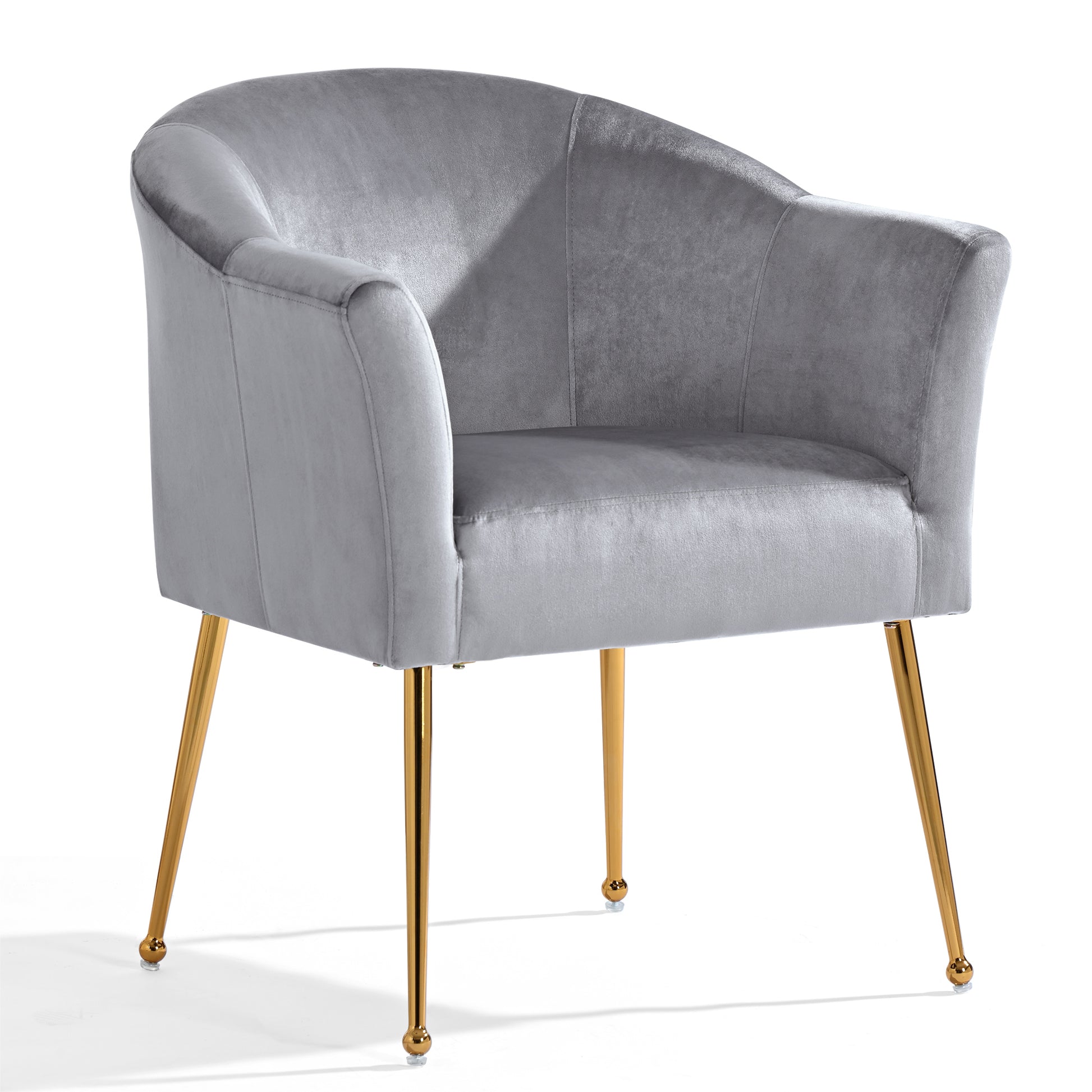 Velvet Accent Chair With Wood Frame, Modern Armchair Club Leisure Chair With Gold Metal Legs, Single Reading Chair For Living Room Bedroom Office Hotel Apartments Gray Polyester Polyester