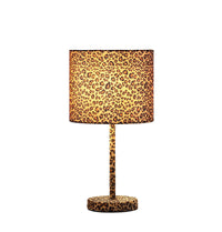 19.25" Faux Suede Leopard Print Metal Table Lamp Multicolor Metal