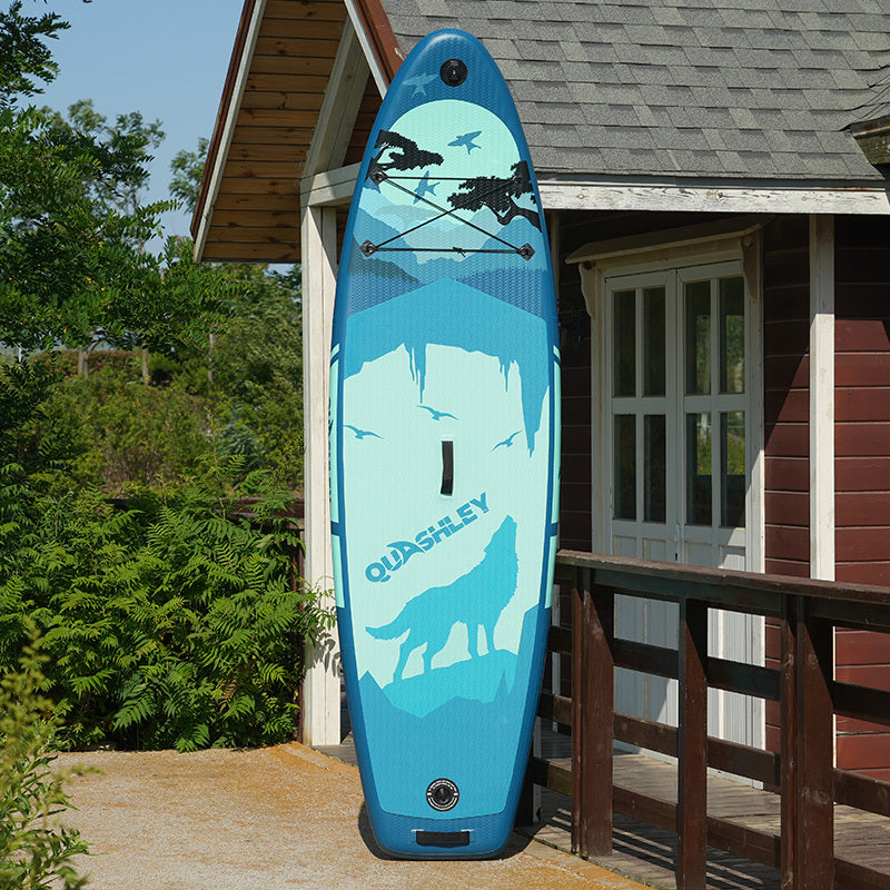 Inflatable Stand Up Paddle Board 9.9'X33"X5" With Premium Sup Accessories & Backpack, Wide Stance, Bottom Fin For Paddling, Paddle, Leash, Surf Control, Non Slip Deck For Youth & Adult Water Sports Antique Blue Green Anti Slip Garden & Outdoor American