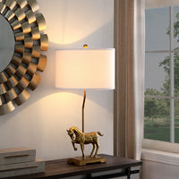 29.5" In Gold Royal Stallion Horse Resin Table Lamp Gold Polyresin