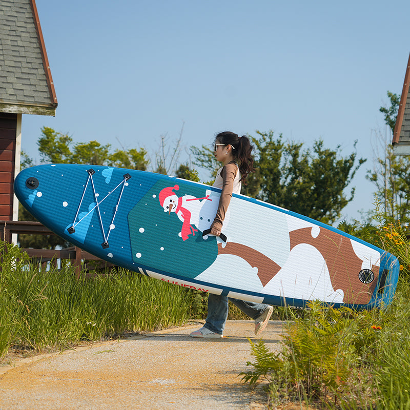 Inflatable Stand Up Paddle Board 9.9'X33"X5" With Accessories Water Sports Antique Blue Green Anti Slip Garden & Outdoor American Design,Beach Multifunctional Pvc