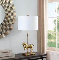 29.5" In Gold Royal Stallion Horse Resin Table Lamp Gold Polyresin