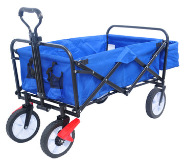 Folding Wagon Garden Shopping Beach Cart Blue Colour Blue Abs Steel Q235