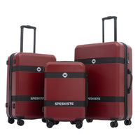 Luggage Sets Model Expandable Abs Pc 3 Piece Sets With Spinner Wheels Lightweight Tsa Lock 20 24 28 , Red Red Abs Pc