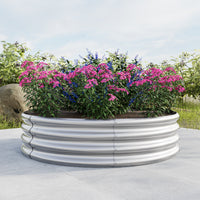 47.24*11.4" Tall Round Raised Garedn Bed,Metal Raised Beds For Vegetables, Outdoor Garden Raised Planter Box, Backyard Patio Planter Raised Beds For Flowers, Herbs, Fruits Silver Silver Garden &