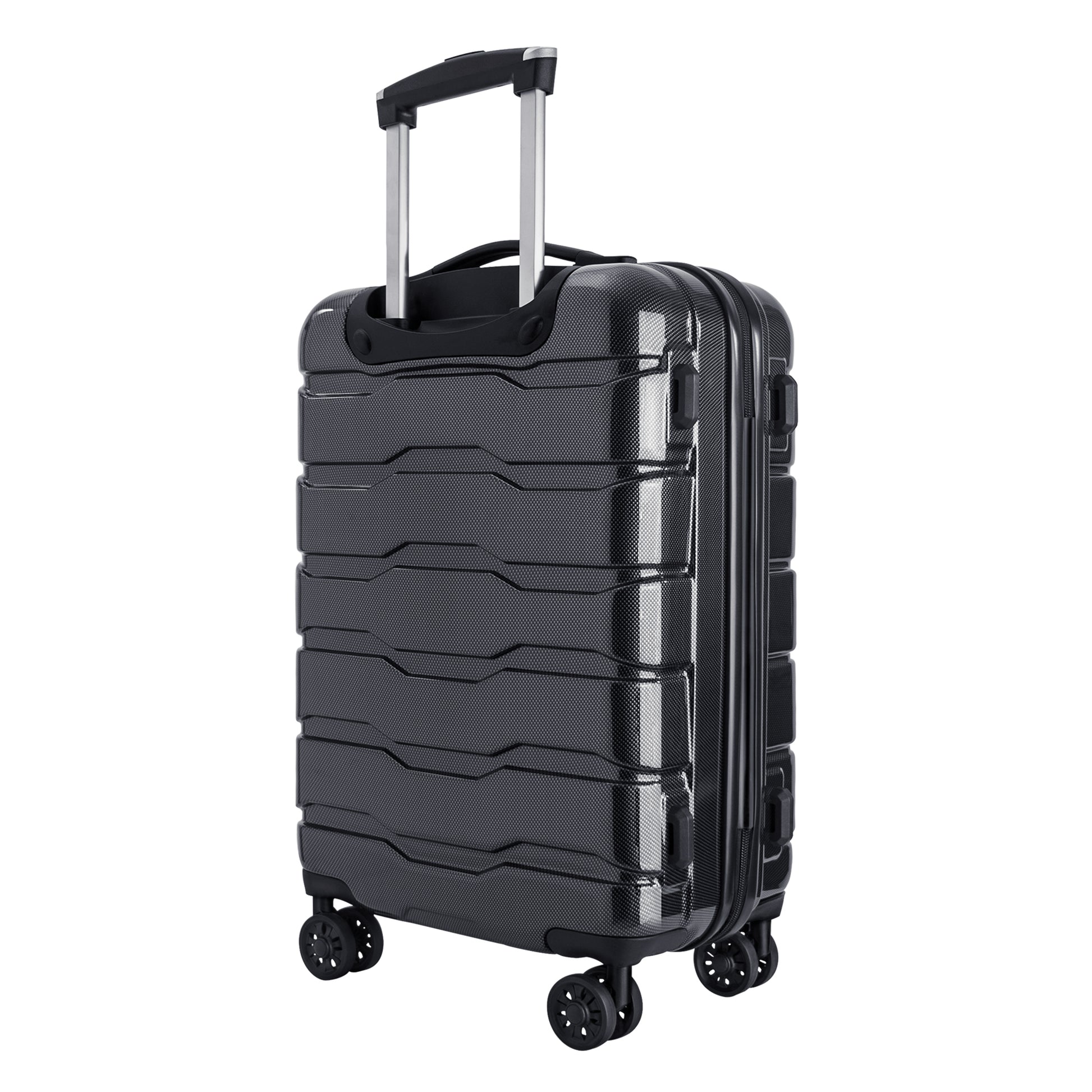 Luggage 3 Piece Sets With Spinner Wheels Abs Pc Lightweight Tsa Lock 20' 24' 28' , Black Black Abs Pc