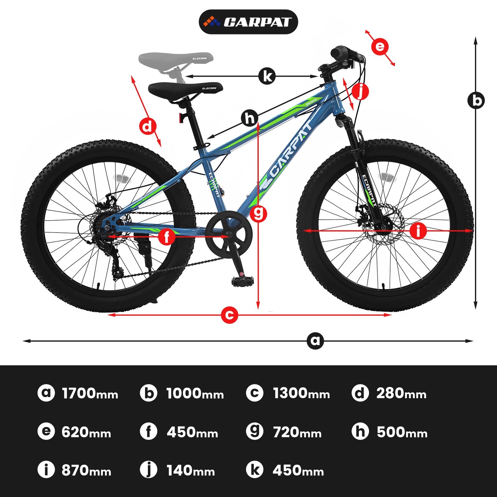 S24109 Elecony 24 Inch Fat Tire Bike Adult Youth Full Shimano 7 Speeds Mountain Bike, Dual Disc Brake, High Carbon Steel Frame, Front Suspension, Mountain Trail Bike, Urban Commuter City Bicycle Cycling Green Without Anti Slip Garden & Outdoor American