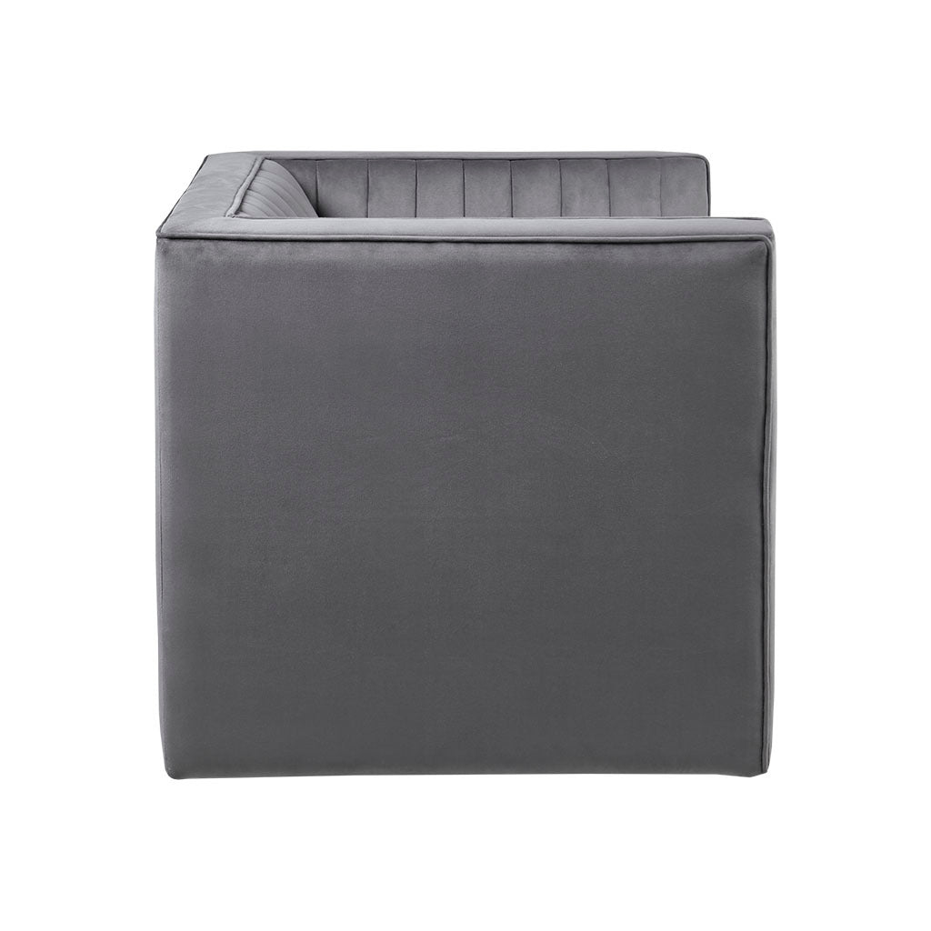 Channel Tufted Swivel Armchair Gray Polyester