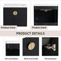 60 Inch Soft Close Doors Bathroom Vanity With Sink, And A Small Storage Shelves.Bvc06360Bct Black Chestnut Bathroom Wall Mounted Modern Plywood