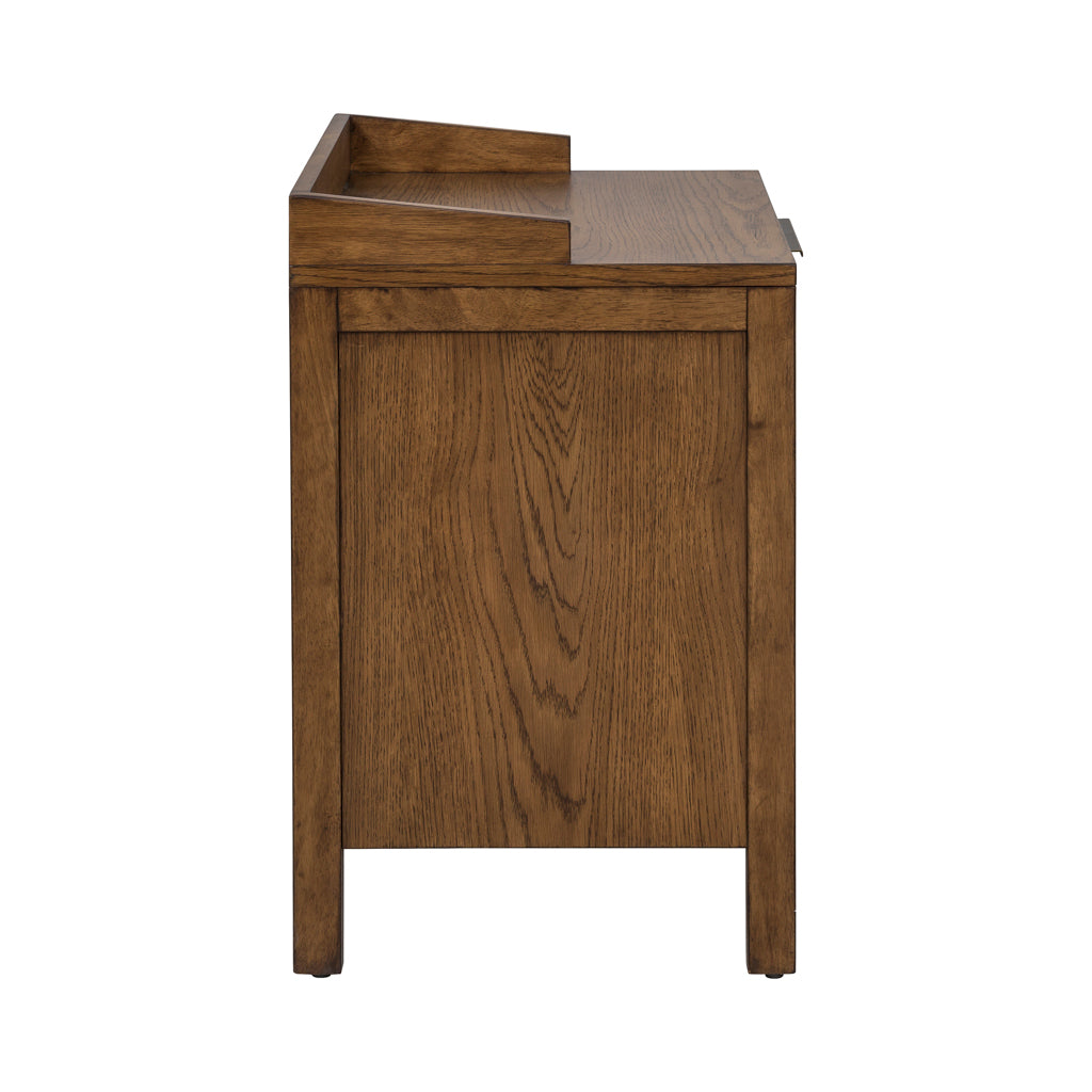 1 Drawer Nightstand With Shelf Brown Wood