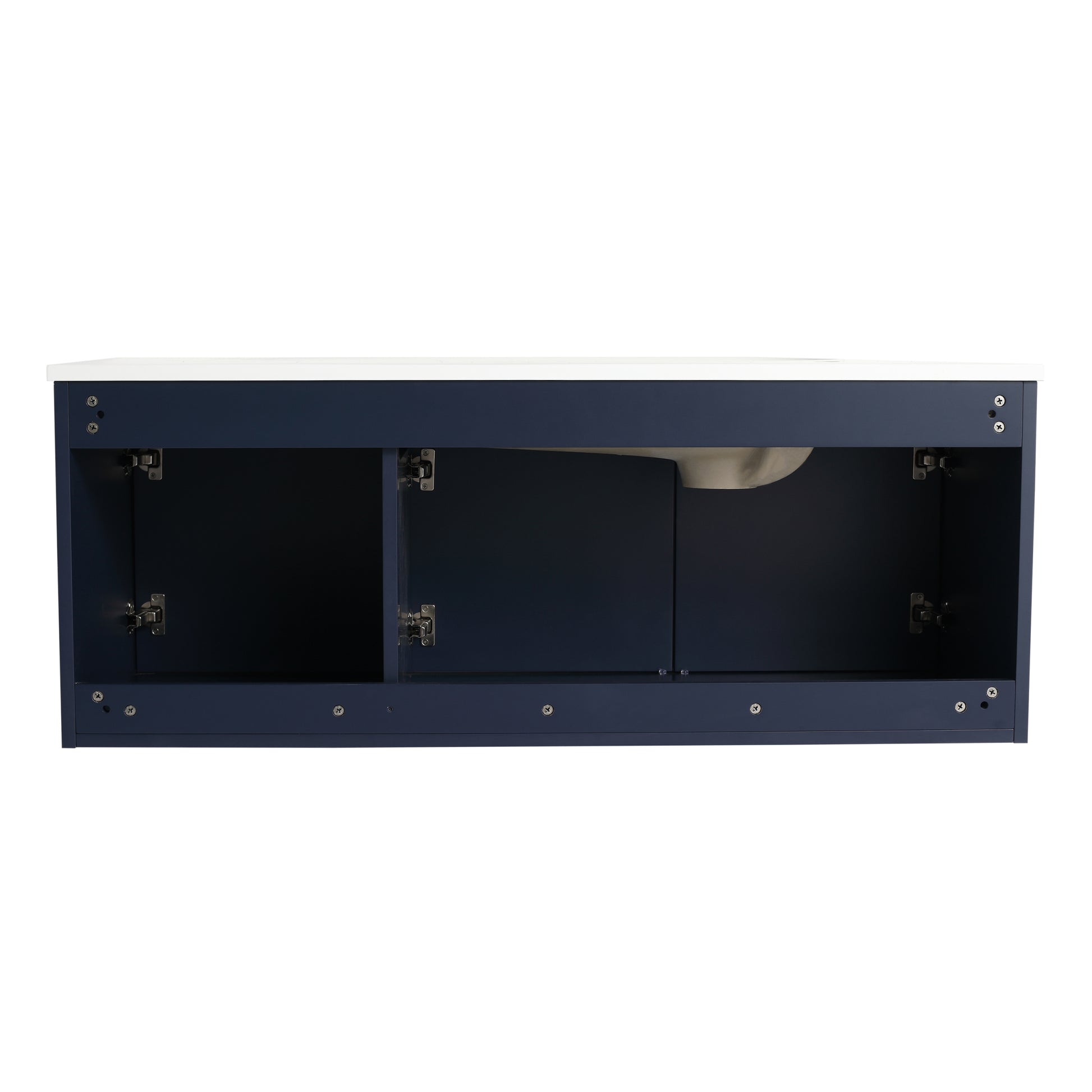 48" Floating Bathroom Vanity With Drop Shaped Resin Sink Navy Blue 3 Bathroom Wall Mounted Modern Plywood