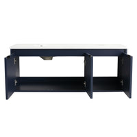 48" Floating Bathroom Vanity With Drop Shaped Resin Sink Navy Blue 3 Bathroom Wall Mounted Modern Plywood