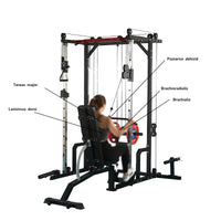 Power Cage With Lat Pulldown And Weight Storage Rack Optional Weight Bench, 1400 Lb Capacity Power Rack For Home And Garage Gyms, Multiple Accessory Squat Racks For Full Body Workouts Orange Steel