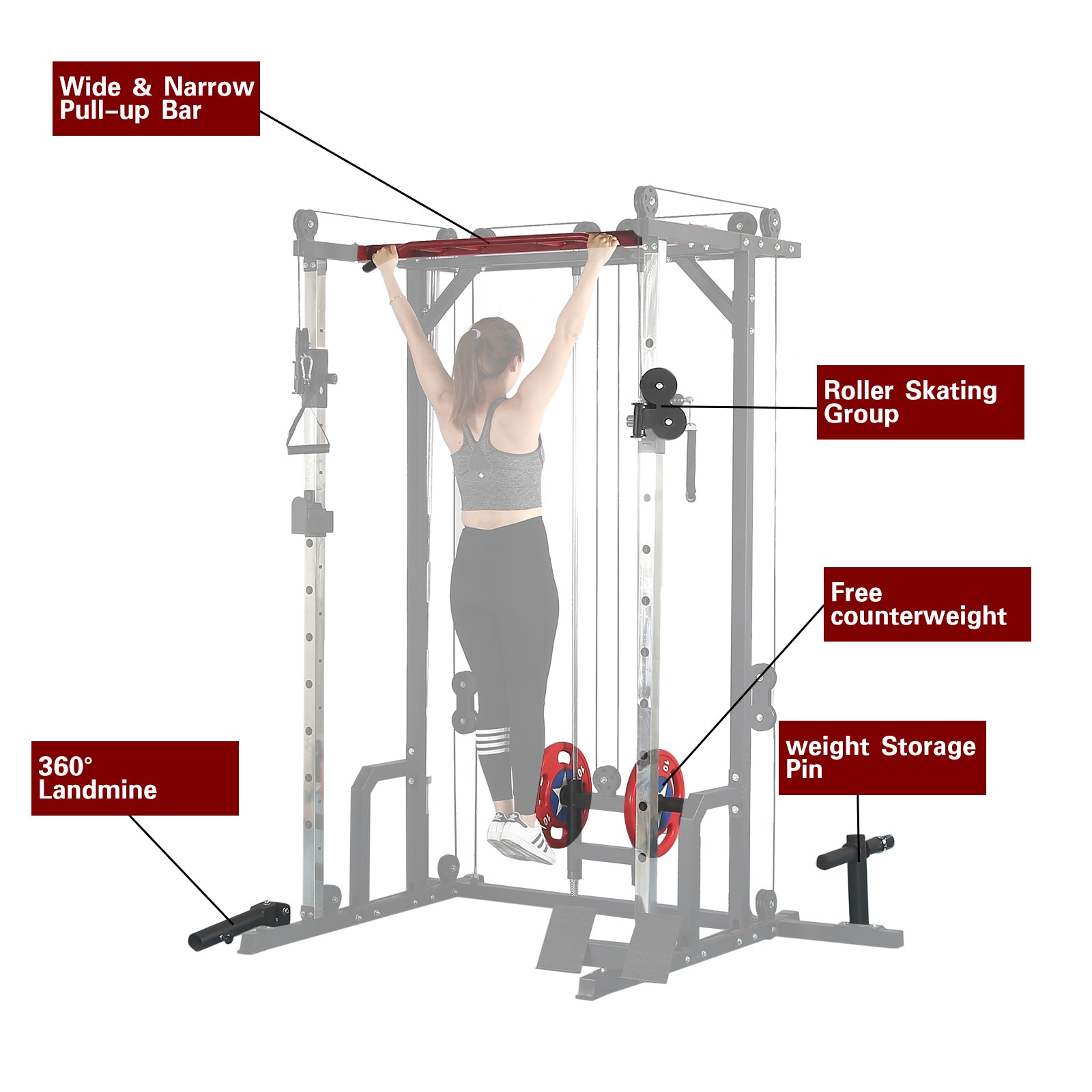 Power Cage With Lat Pulldown And Weight Storage Rack Optional Weight Bench, 1400 Lb Capacity Power Rack For Home And Garage Gyms, Multiple Accessory Squat Racks For Full Body Workouts Orange Steel