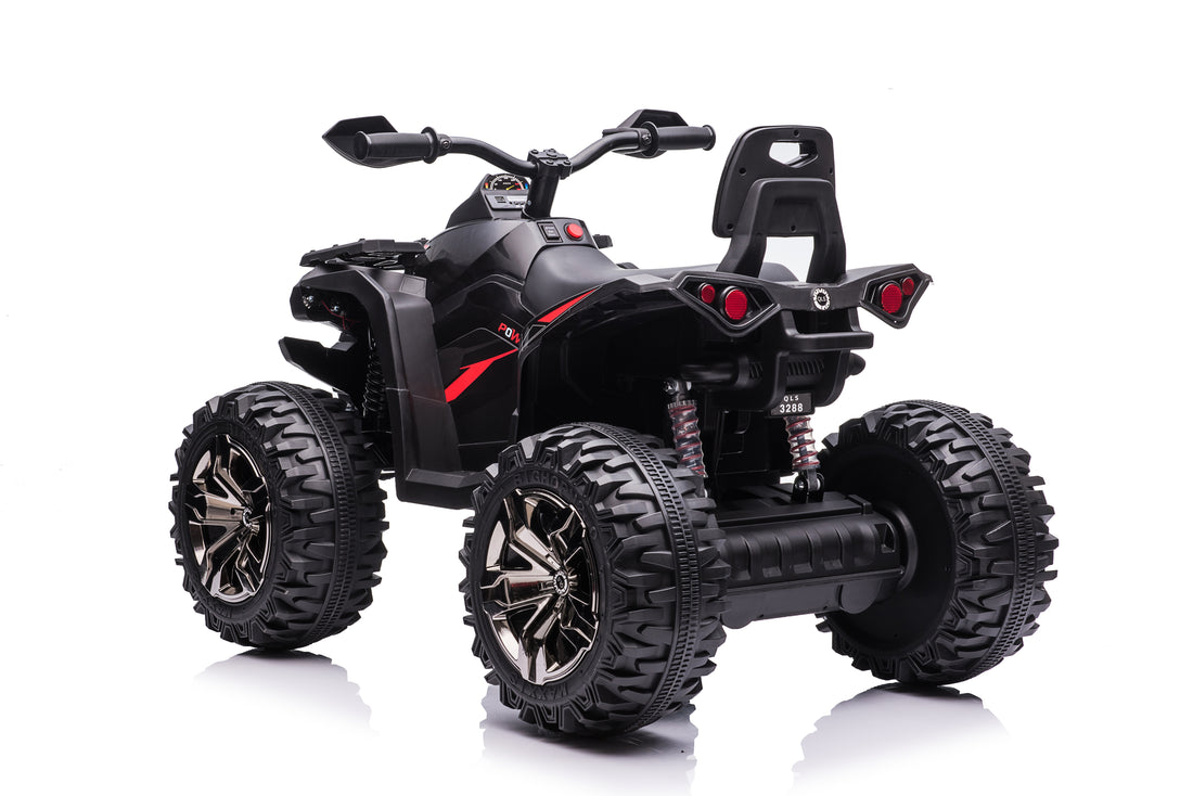 24V Double Drive Children Utv With 200W*2 12V7Ah*2 Usb Mp3 Bluetooth Four Wheel Absorber Music And Light Two Doors Can Open Power Display 2.4G R C Light Control Switch Matte Black Abs