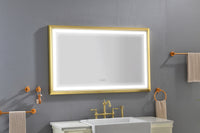 48 In. W X30 In. H Oversized Rectangular Framed Led Mirror Anti Fog Dimmable Wall Mount Bathroom Vanity Mirror Gold Aluminium