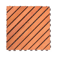 Dashiell 12 Diagonal Slat Eucalyptus Interlocking Deck Tile Set Of 10 Tiles Natural Wood Wood Eucalyptus