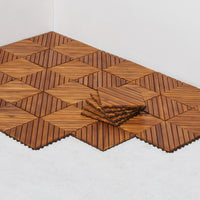 Dashiell 12 Diagonal Slat Acacia Interlocking Deck Tile Set Of 10 Tiles Natural Wood Wood Acacia Wood