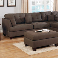 3 Pcs Sectional In Black Coffee Coffee Fabric