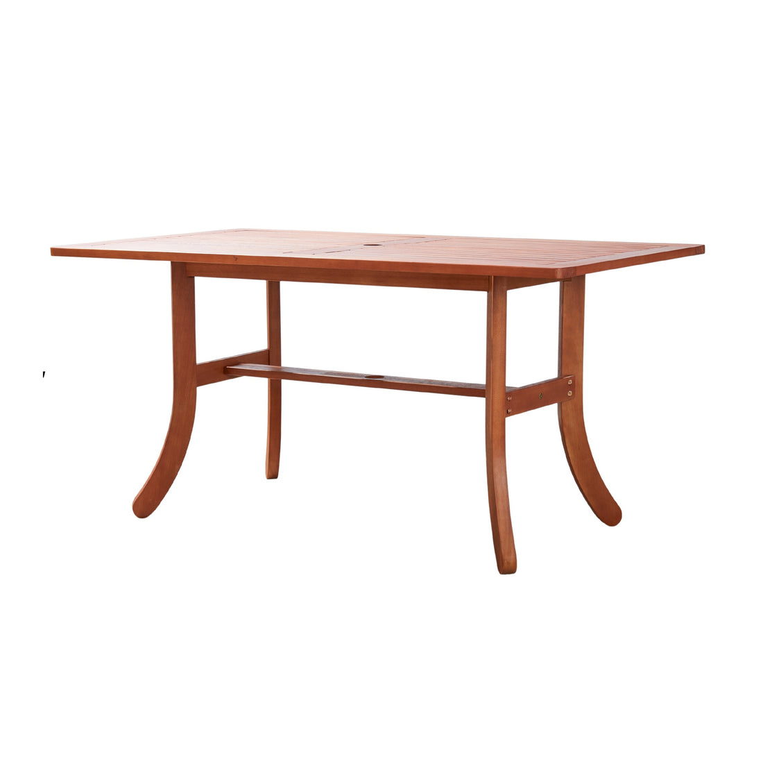 Kyrstin Reddish Brown Tropical Wood Patio Dining Table For 6 Seaters Natural Wood Wood Eucalyptus