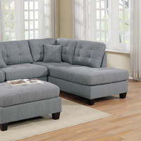 3 Pcs Sectional In Gray Gray Fabric