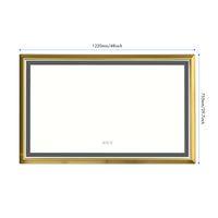 48 In. W X30 In. H Oversized Rectangular Framed Led Mirror Anti Fog Dimmable Wall Mount Bathroom Vanity Mirror Gold Aluminium