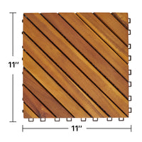 Dashiell 12 Diagonal Slat Acacia Interlocking Deck Tile Set Of 10 Tiles Natural Wood Wood Acacia Wood