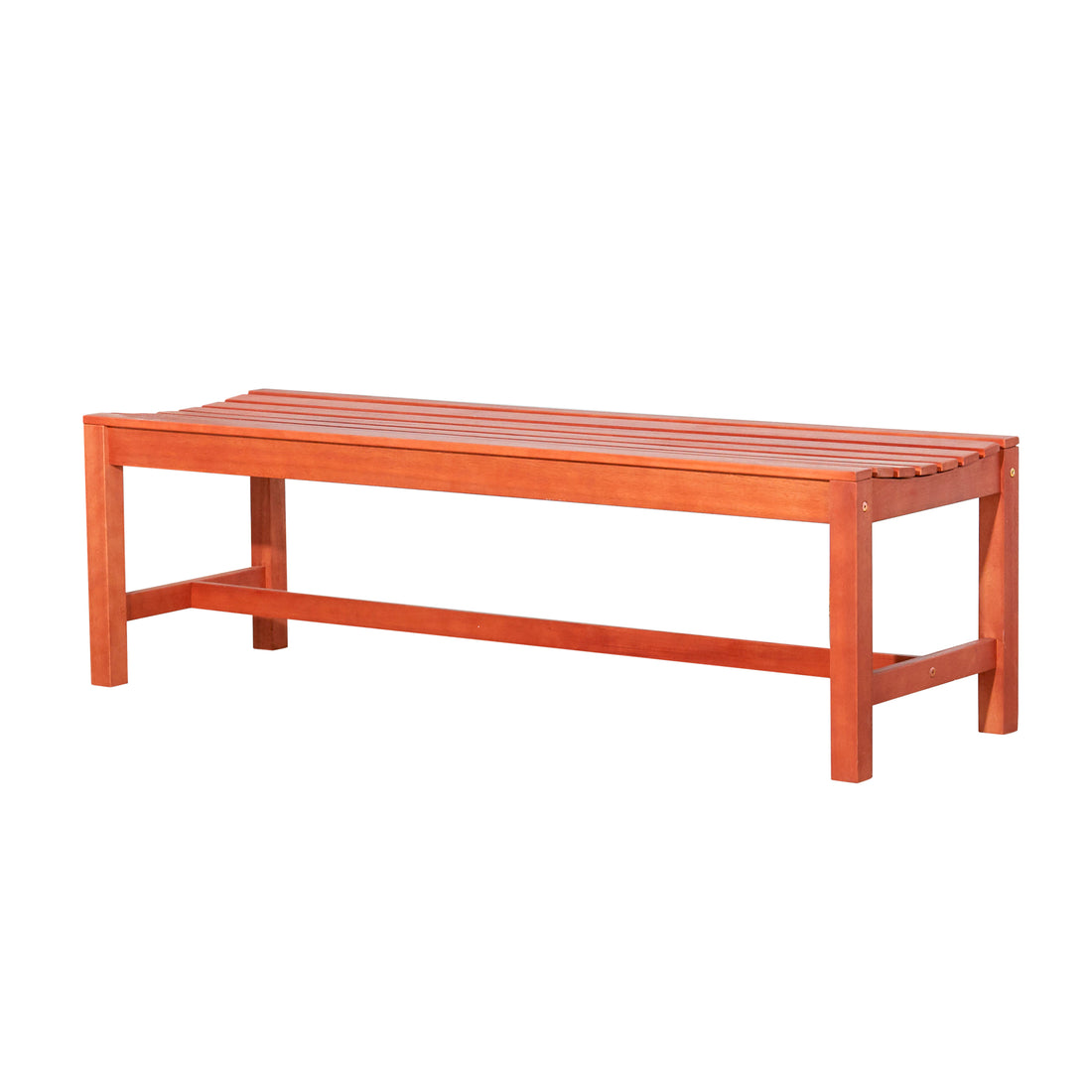 Emilio Reddish Brown Tropical Wood Armless Garden Bench For 3 Seaters Natural Wood Wood Eucalyptus