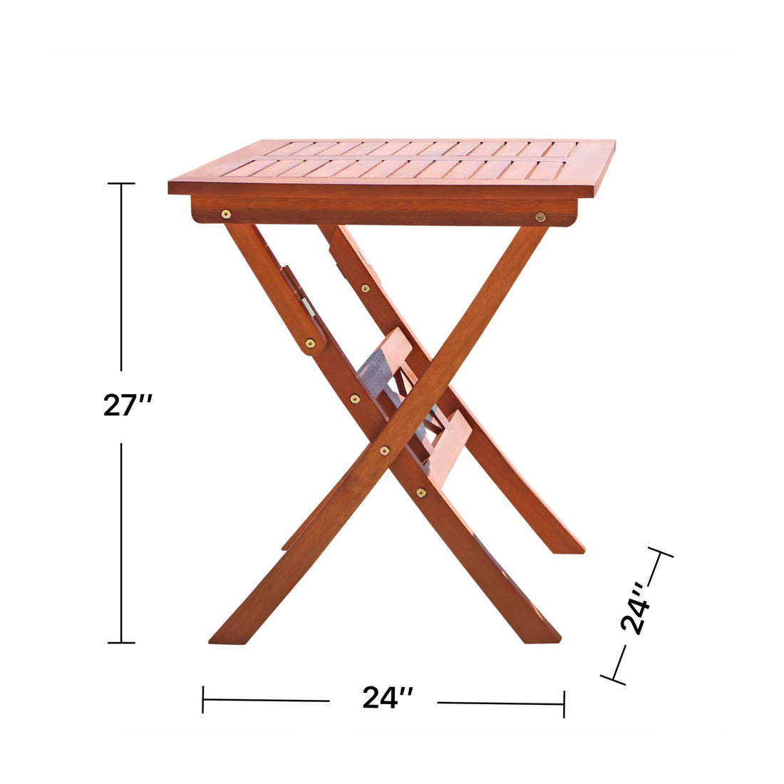 Lucius Reddish Brown Folding Bistro Table Natural Wood Wood Eucalyptus