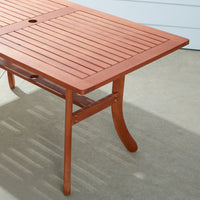 Kyrstin Reddish Brown Tropical Wood Patio Dining Table For 6 Seaters Natural Wood Wood Eucalyptus