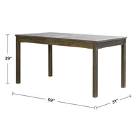 Caladesi Grey Washed Rectangular Farmhouse Wood Patio Dining Table For 6 Seaters Gray Wash Wood Acacia Wood