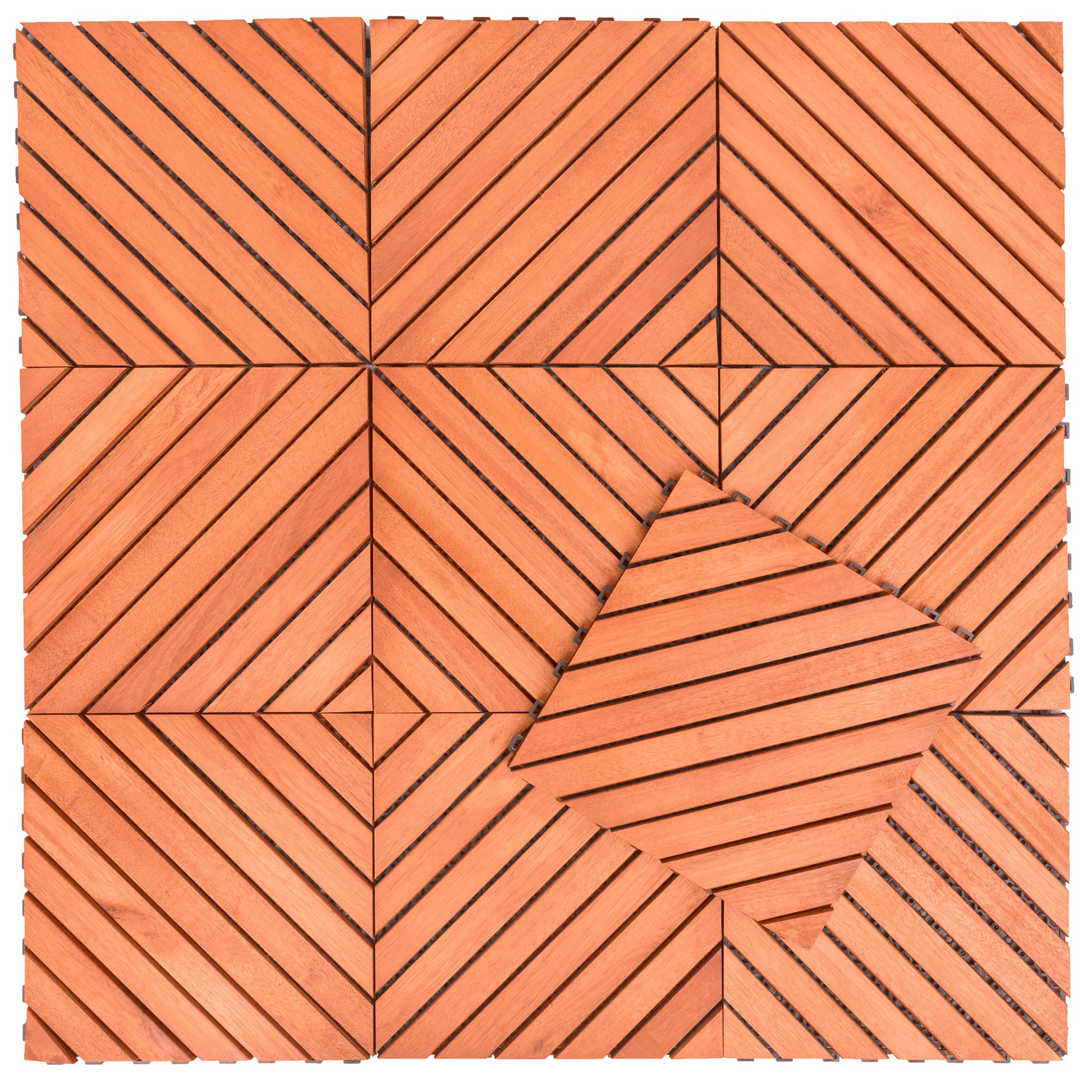 Dashiell 12 Diagonal Slat Eucalyptus Interlocking Deck Tile Set Of 10 Tiles Natural Wood Wood Eucalyptus