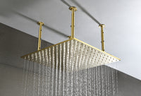 20"X20" Shower Head Stainless Steel Bathroom Showerhead Ceiling Mount Without Led Gold Stainless Steel