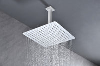 High Pressure Rain Shower Head, Ultra Thin Showerhead 304 Stainless Steel Waterfall Shower With Self Clean Nozzles, Full Body Covering White Stainless Steel